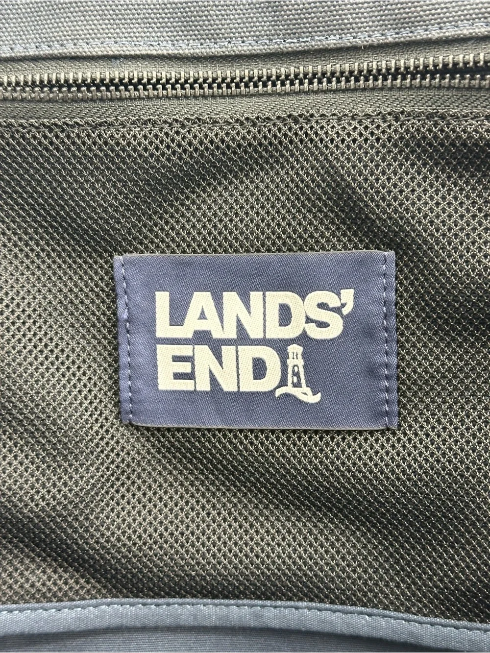 Lands' End Black Canvas Laptop Bag with Brown Leather Handles